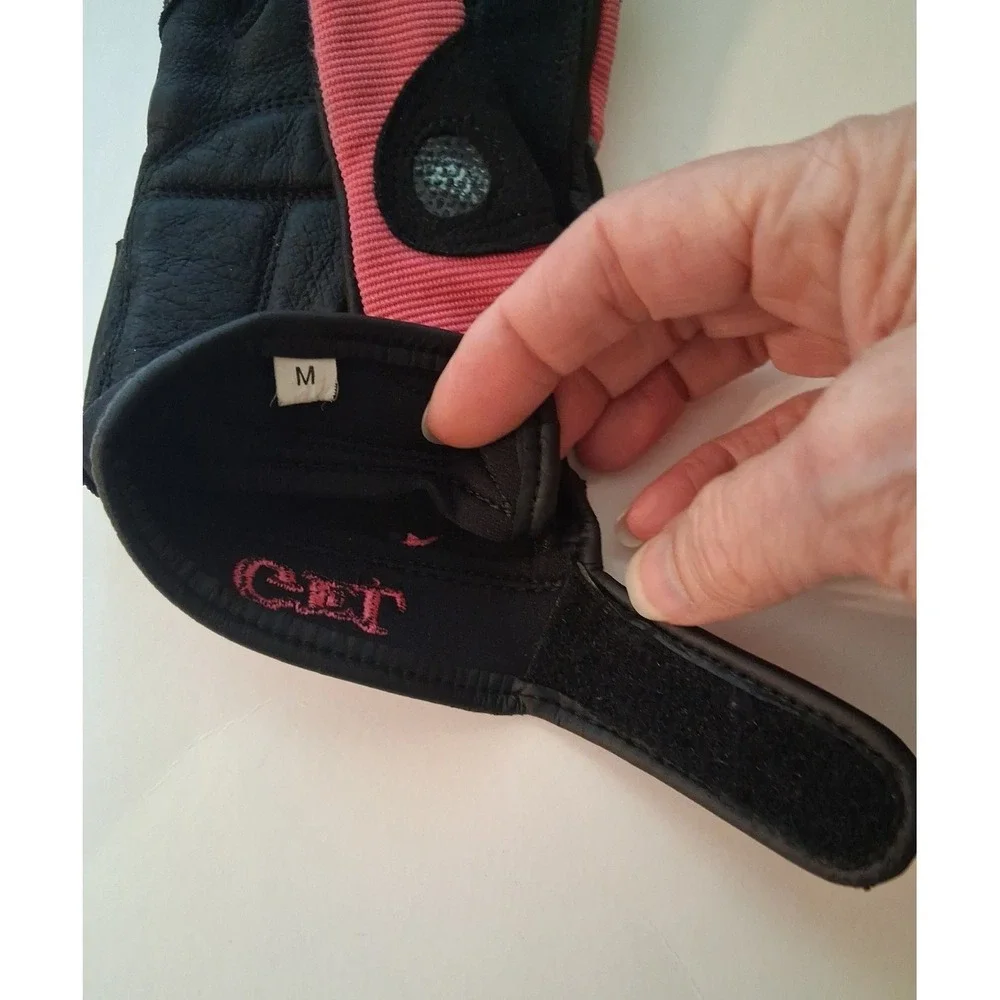 Olympia 712 Women's Medium Gel Reflector Pink Leather Nylon Gloves Snow Bike